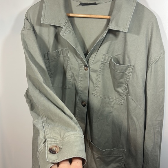 Lane Bryant 16 Long Utility Jacket Dress Trench Dusty Olive fall coat plus size - Picture 5 of 14